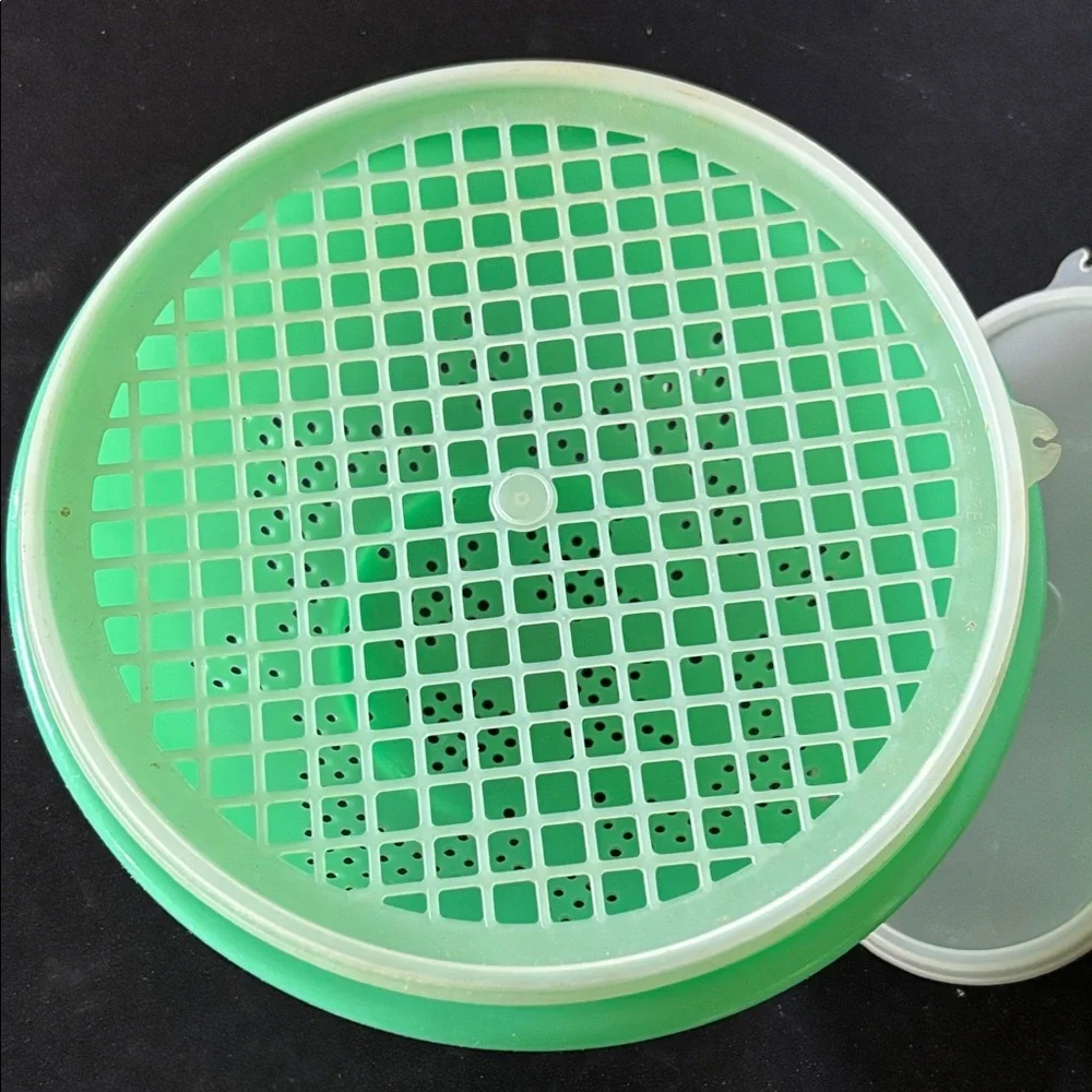 Tupperware Green Plastic Colander and Containers Set